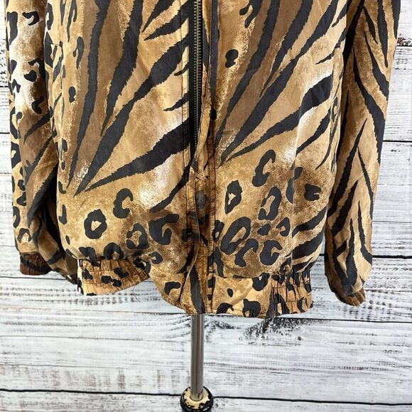 Vintage Fuda International Animal Print 100% Silk Windbreaker Jacket size Large - Picture 6 of 12